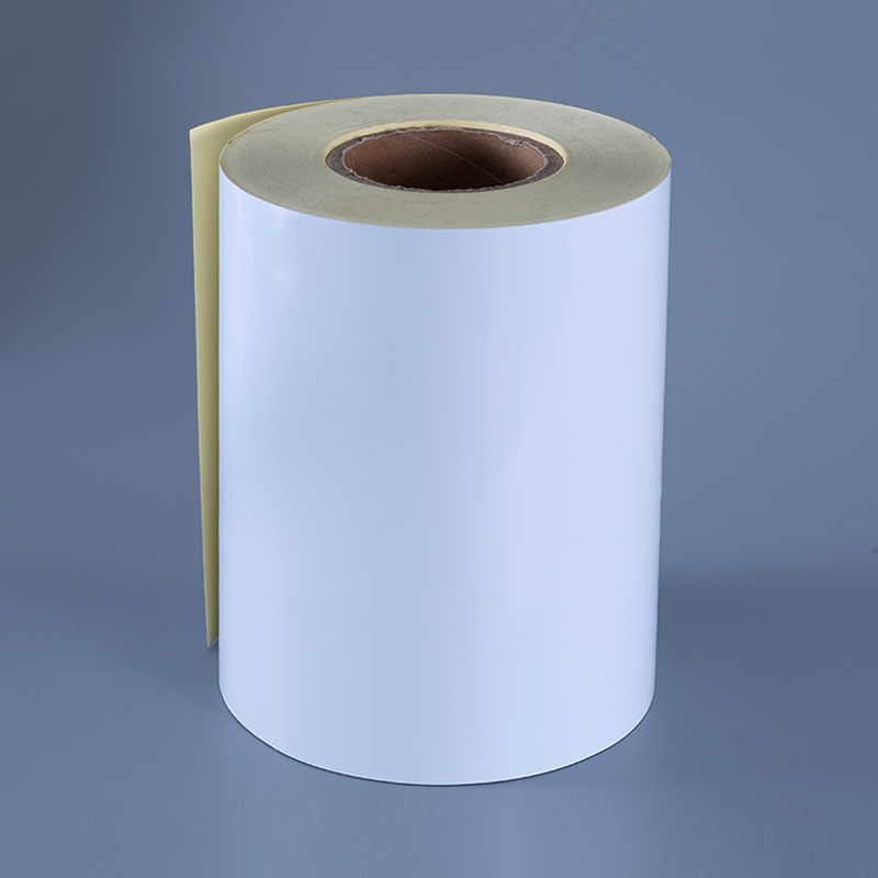 ฉลากกาวในตัวฟิล์มโพลีเอสเตอร์สีขาวมันวาว 50mic พร้อมกาวแบบถอดได้ ทนต่อแอลกอฮอล์และทนต่ออุณหภูมิสูง