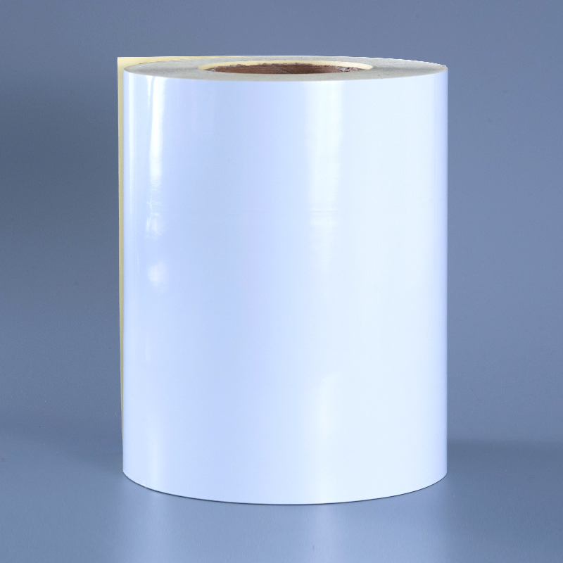 ฉลากกาวในตัวฟิล์มโพลีเอสเตอร์สีขาวมันวาว 50mic พร้อมกาวแบบถอดได้ ทนต่อแอลกอฮอล์และทนต่ออุณหภูมิสูง