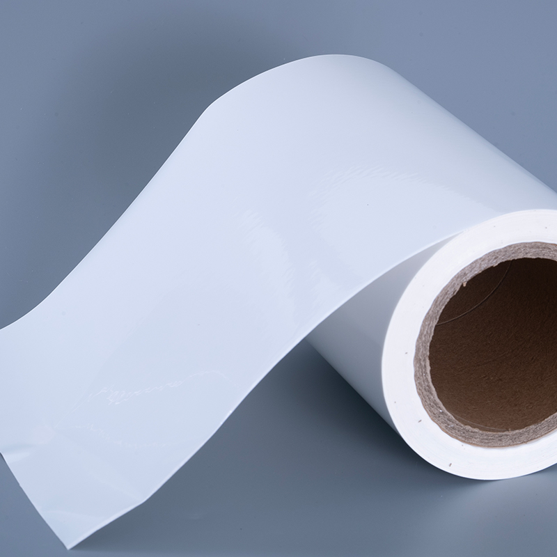 วัสดุฉลากฟิล์มไวนิล PET เคลือบเงา 25mic พร้อมม้วนจัมโบ้กาวอะคริลิกสำหรับการพิมพ์อิงค์เจ็ท