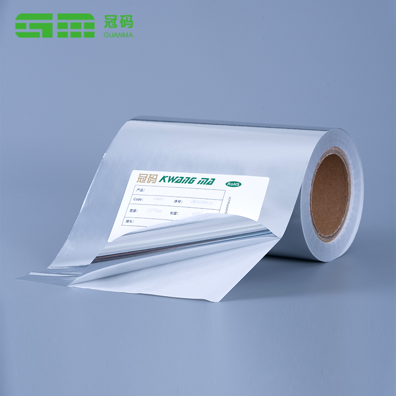 กระดาษกาวในตัว PP สีเงินเงา 50 มม. ม้วนจัมโบ้พร้อมกาวยาง